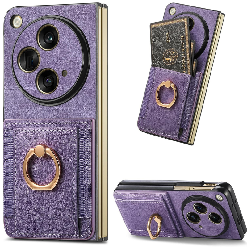 Load image into Gallery viewer, [Built-in Ring Bracket][With Card Solt] OPPO Find N2 Flip Full-coverage Leather Shockproof Wallet Series Case
