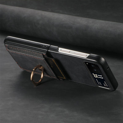 [With Ring Bracket] Motorola Moto Razr 60 PU Vegan Leather Card Slot Protective Case - i-Station Mobile Phone & Electronic Device Repair and Accessories