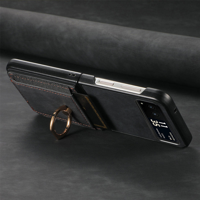 Load image into Gallery viewer, [With Ring Bracket] Motorola Moto Razr 60 PU Vegan Leather Card Slot Protective Case
