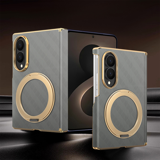Samsung Galaxy Z Fold8 (SM-F971) - Premium Electroplated Business Magnetic Stand Case with Hinge Protection