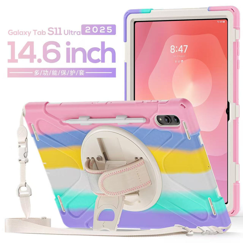 Load image into Gallery viewer, Samsung Galaxy Tab S11 Ultra (2025) 14.6&quot; - Heavy Duty 360 Degree Rotate Stand Hand Strap Case With Shoulder Strap
