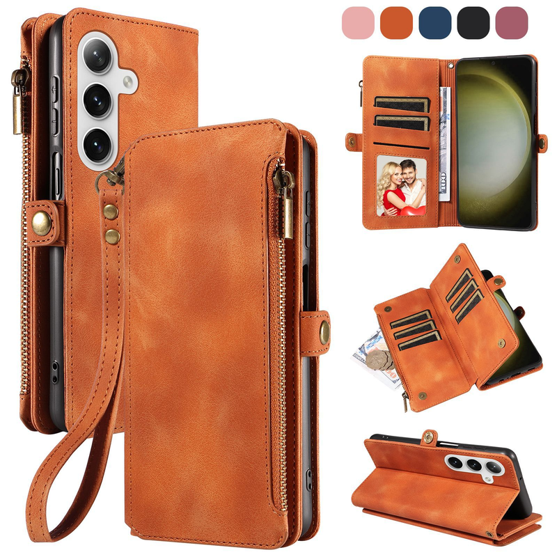 Load image into Gallery viewer, [Built-in Card Slot][With Strap] Samsung Galaxy S25/Plus/Ultra/FE Premium Genuine Leather Wallet Protective Case - i-Station Mobile Phone &amp; Electronic Device Repair and Accessories
