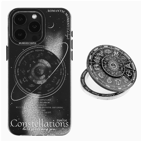 [With Spin Pop Socket] Apple iPhone 16/15/14 - Space Compass Galaxy Style Unzip TPU Protection Case - i-Station Mobile Phone & Electronic Device Repair and Accessories