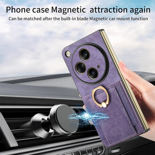 [Built-in Ring Bracket][With Card Solt] OPPO Find N3/Flip Full-coverage Leather Shockproof Wallet Series Case