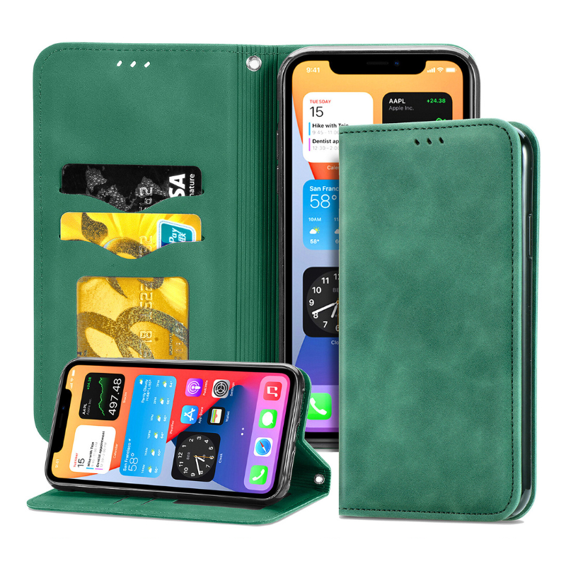 Load image into Gallery viewer, [With Card Slot] Apple iPhone 16/Pro/Pro Max/Plus Minimalist Flip Full-cover Protective Genuine Leather Series Case
