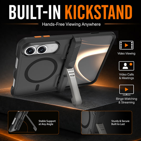 [Built-in Foldable Kickstand] Apple iPhone Duo -  Rugged Drop Proof Magnetic Phone Case