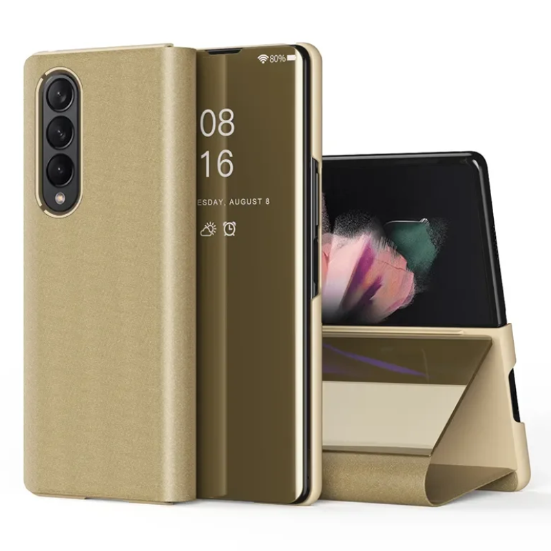 Load image into Gallery viewer, Samsung Galaxy Z Fold 6 SM-F956 PU Leather Visible Mirror Flip Shockproof Essentials Series Case
