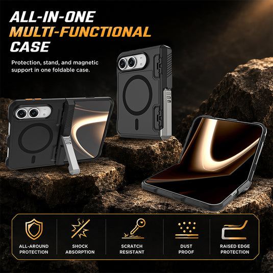 [Built-in Foldable Kickstand] Apple iPhone Duo -  Rugged Drop Proof Magnetic Phone Case