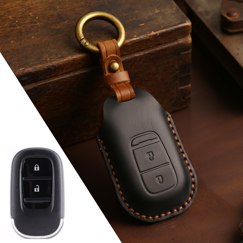 Load image into Gallery viewer, Honda Handcrafted Genuine Leather Car Key Fob Case Cover For CR-V, Accord, Civic, HR-V, Pilot
