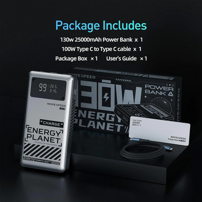 MOVE SPEED Laptop Power Bank 25000mAh 130W (YSPBM25)-Silver - i-Station Mobile Phone & Electronic Device Repair and Accessories