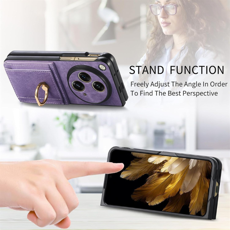 Load image into Gallery viewer, [Built-in Ring Bracket][With Card Solt] OPPO Find N2 Flip Full-coverage Leather Shockproof Wallet Series Case
