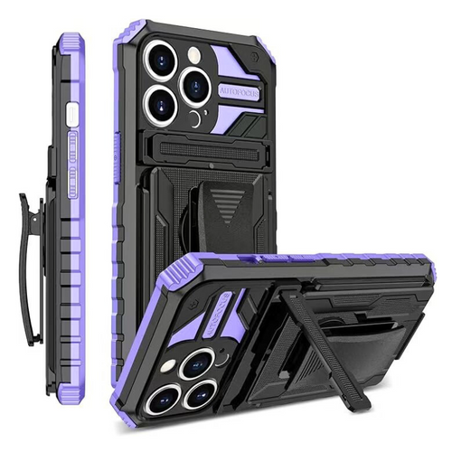 [Built-in Bracket][With Dorsal Clip] Apple iPhone 12/Pro/Pro Max Multi-function Shockproof Heavy Duty Series Case