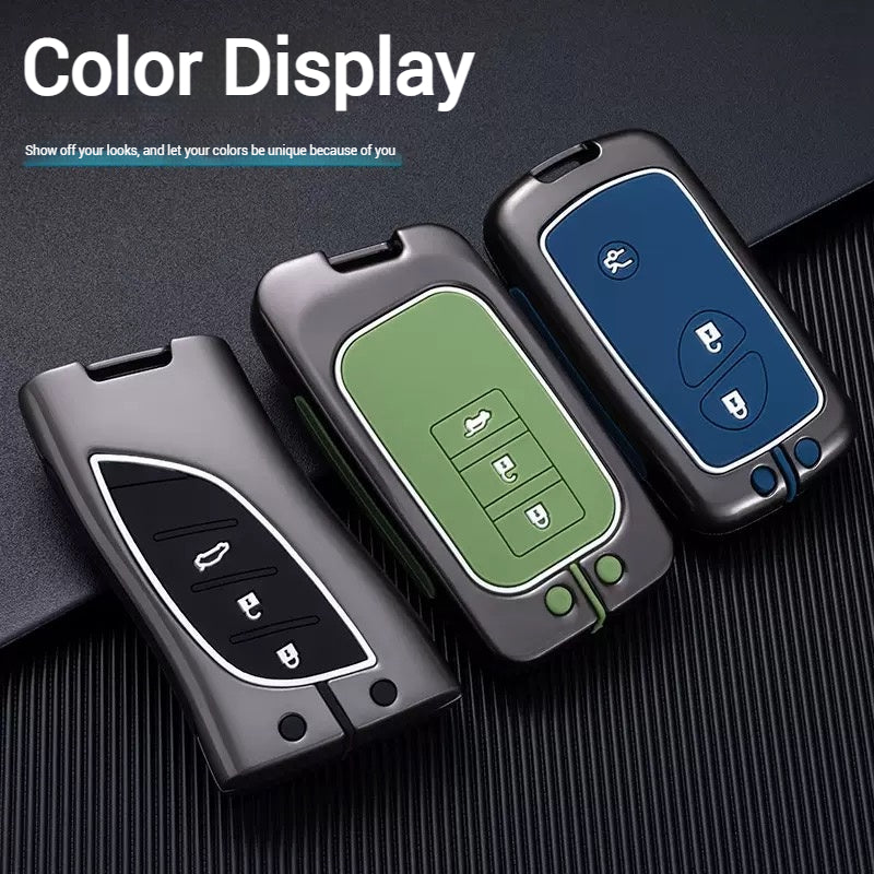 Load image into Gallery viewer, Lexus Metal Shell &amp; Soft Silicone Car Key Fob Case Cover For ES200, NX 300h, RX 300, LM, LS500h, LX 570
