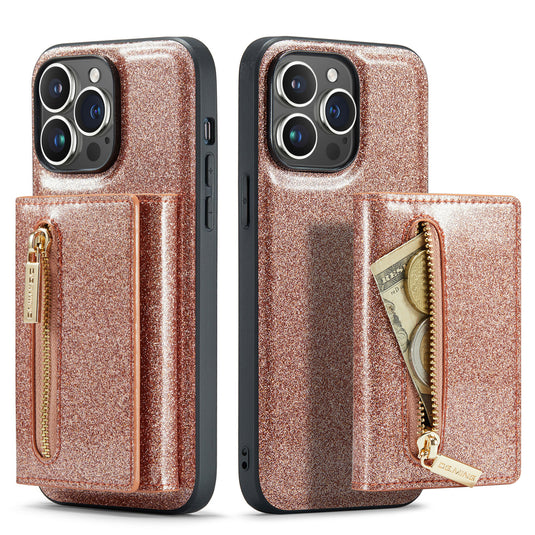 [With Card Slot] Apple iPhone 14/Pro/Pro Max/Plus Glitter Leather Shockproof Wallet Series Case