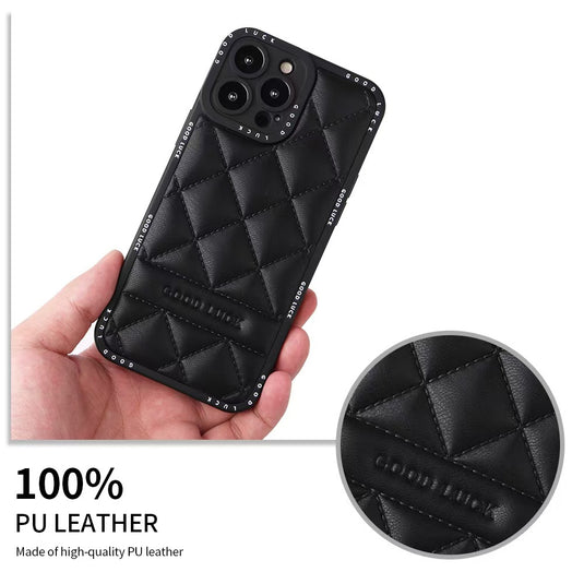 Apple iPhone 12/Pro/Pro Max Diamond Pattern Full-Body Shockproof Leather Phone Case