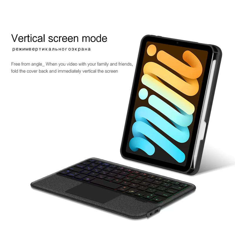 Load image into Gallery viewer, Apple iPad Mini 6/7 8.3&#39;&#39; 6/7th Gen (2021/2024) Smart Wireless Trackpad Keyboard Flip Case With Backlit
