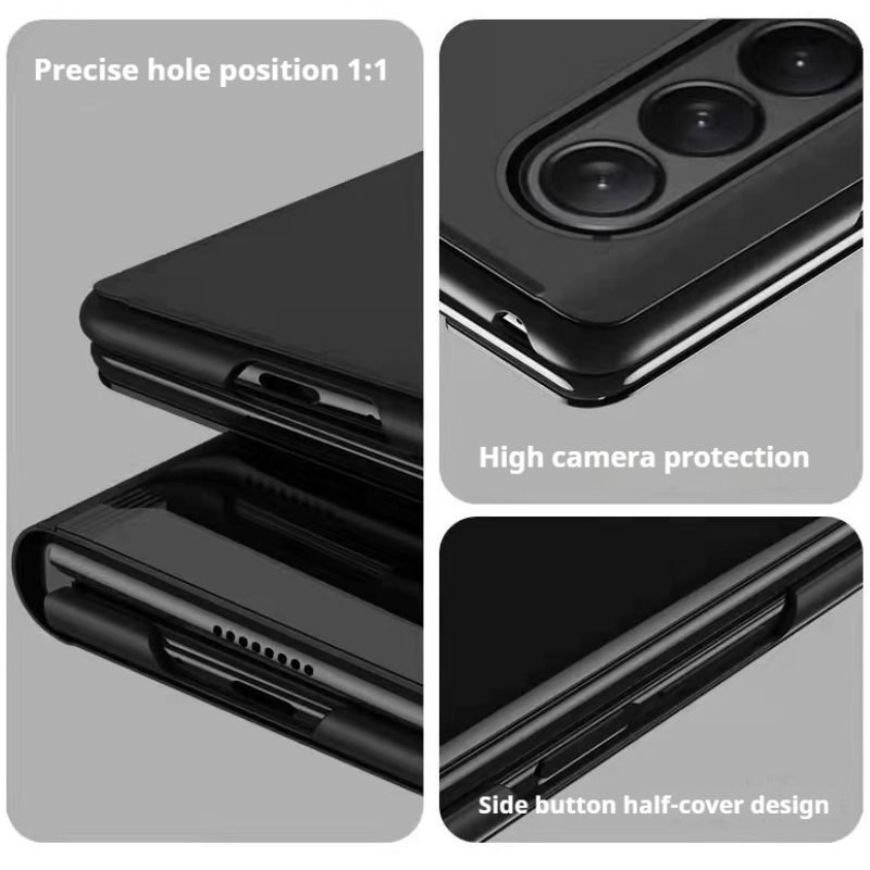 Load image into Gallery viewer, Samsung Galaxy Z Fold 6 SM-F956 PU Leather Visible Mirror Flip Shockproof Essentials Series Case
