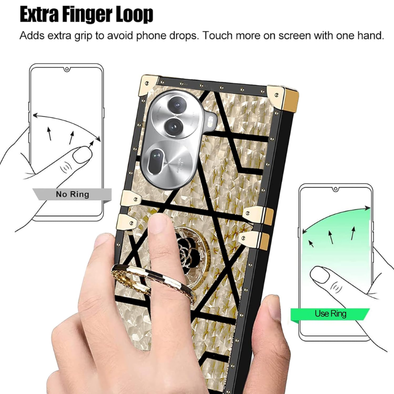 Load image into Gallery viewer, [Built-in Ring Bracket] OPPO Reno11/Pro Rivet Metal Corner Design Phone BlingBling Series Case
