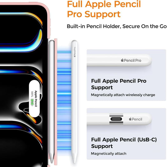 [Detachable][Buil-in Pen Slot] Apple iPad 7/8/9 10.2'' 7/8/9th Gen (2019/2020/2021) Magnetic Acrylic Back Flip Tablet Case