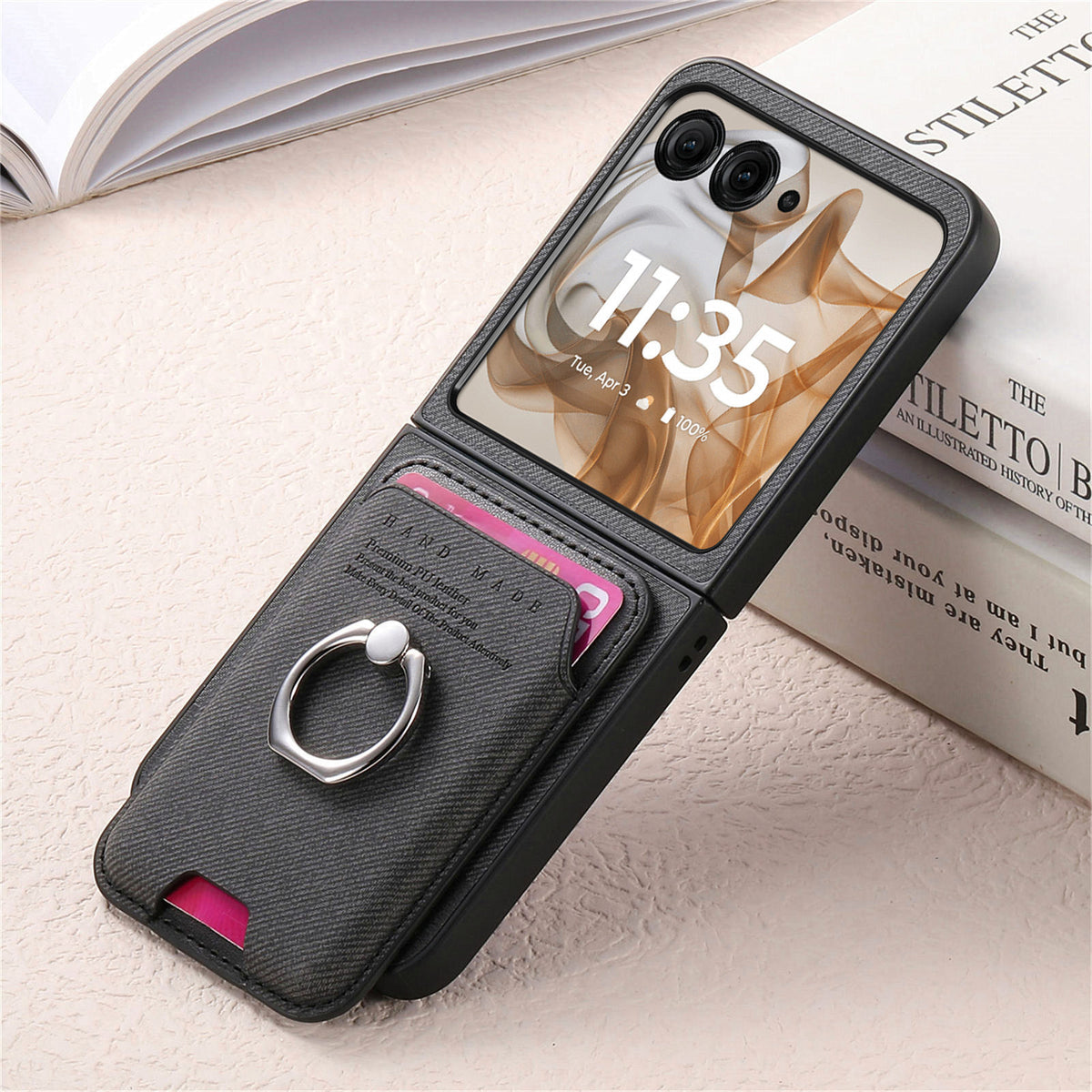 [With Magnetic Card Holder] Motorola Moto Razr 40/Ultra Anti-drop Protective Flip Stand Case - i-Station Mobile Phone & Electronic Device Repair and Accessories