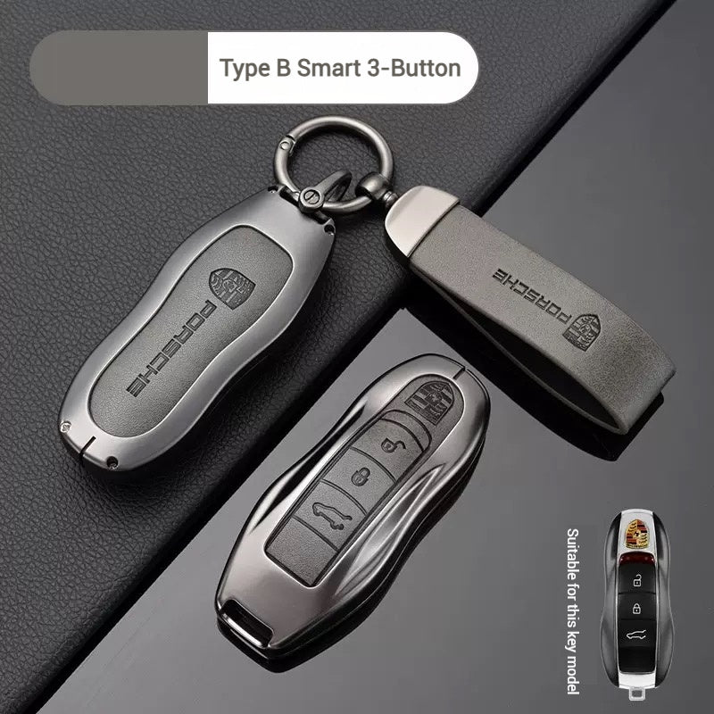 Load image into Gallery viewer, Porsche Zinc Alloy PU Leathe Car Key Fob Case Cover For Cayenne, Panamera, Macan, 911, Taycan
