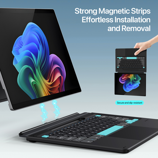 [With RGB Backlit] Microsoft Surface Pro 11/10/9/8/X Compatible Wireless Bluetooth Magnetic Touchpad Keyboard