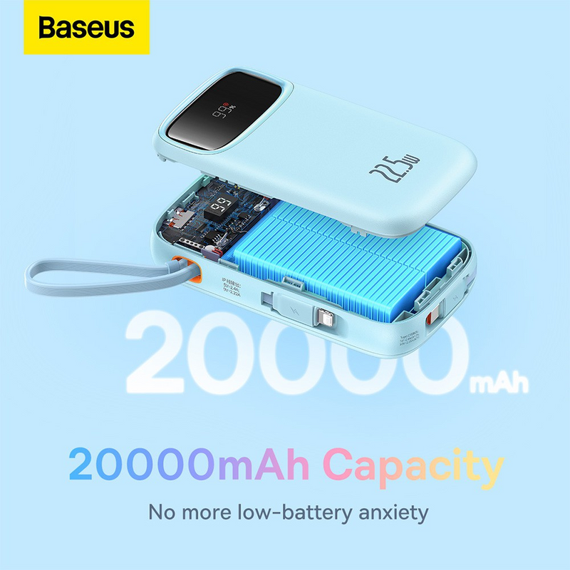 Load image into Gallery viewer, Baseus Qpow2 Dual-Cable Digital Display Fast Charge Power Bank 10000mAh 22.5W

