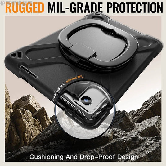 [With Shoulder Strap] Lenovo Idea Tab 11” 2025 (TB336FU/TB336ZU) - 360 Degree Rotation Heavy Duty EVA Kid Friendly Ring Holder Stand Case