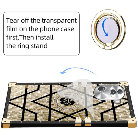 [Built-in Ring Bracket] OPPO Reno11/Pro Rivet Metal Corner Design Phone BlingBling Series Case