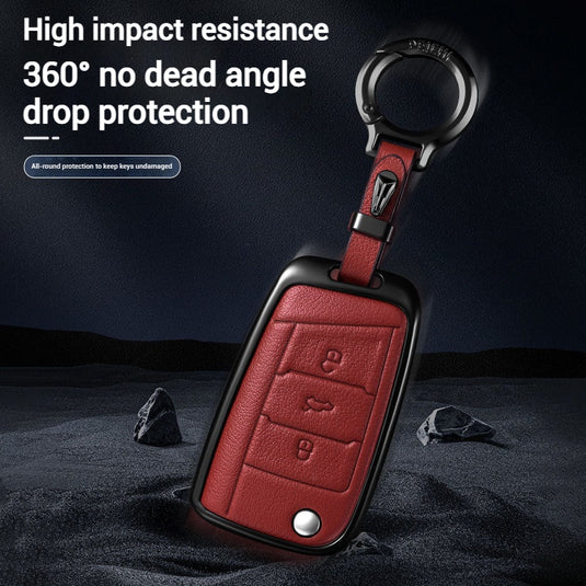 Volkswagen Zinc Alloy + PU Leather Car Key Fob Case Cover For Golf 7, Golf 8, Tiguan, Jetta, Passat, Lamando L, ID.3, ID.4,  ID.5, ID.6