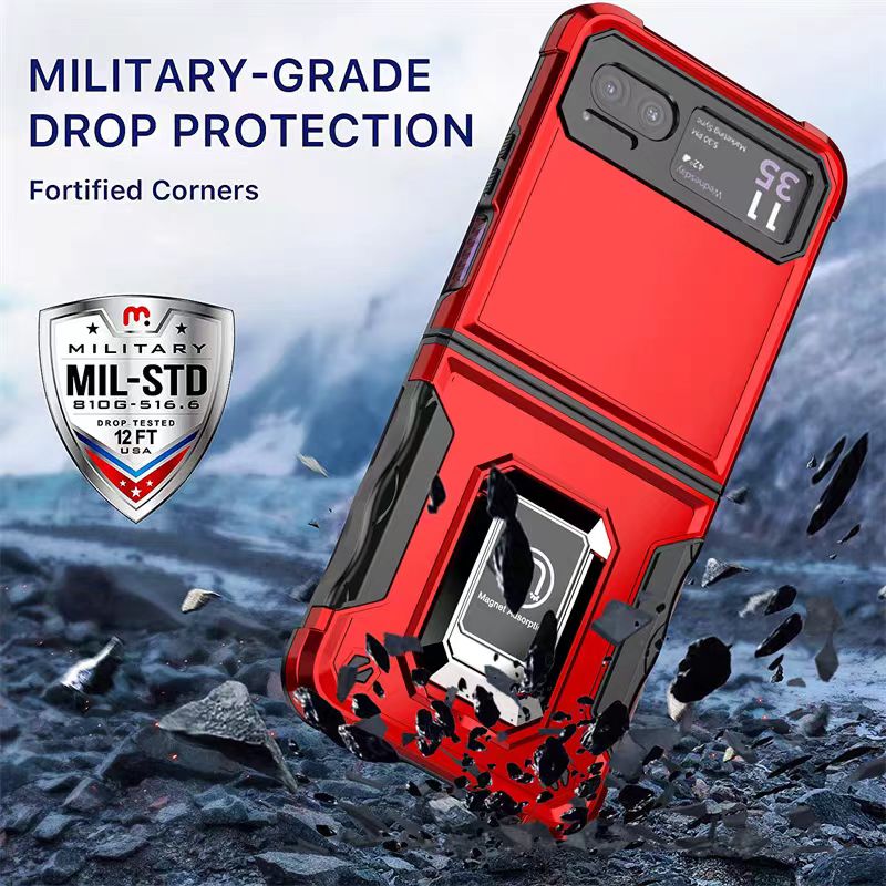 Load image into Gallery viewer, [Built-in Ring Bracket] Motorola Moto Razr 40 Hybrid Soft Silicone Hard PC Shockproof Protective Heavy Duty Series Case
