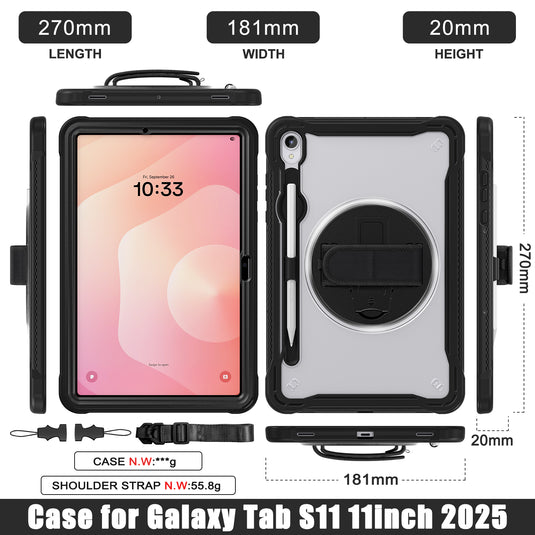 [Built-in Stand] Samsung Galaxy Tab S11 (2025) 11"360° Rotatable EVA Protection with Hand Strap