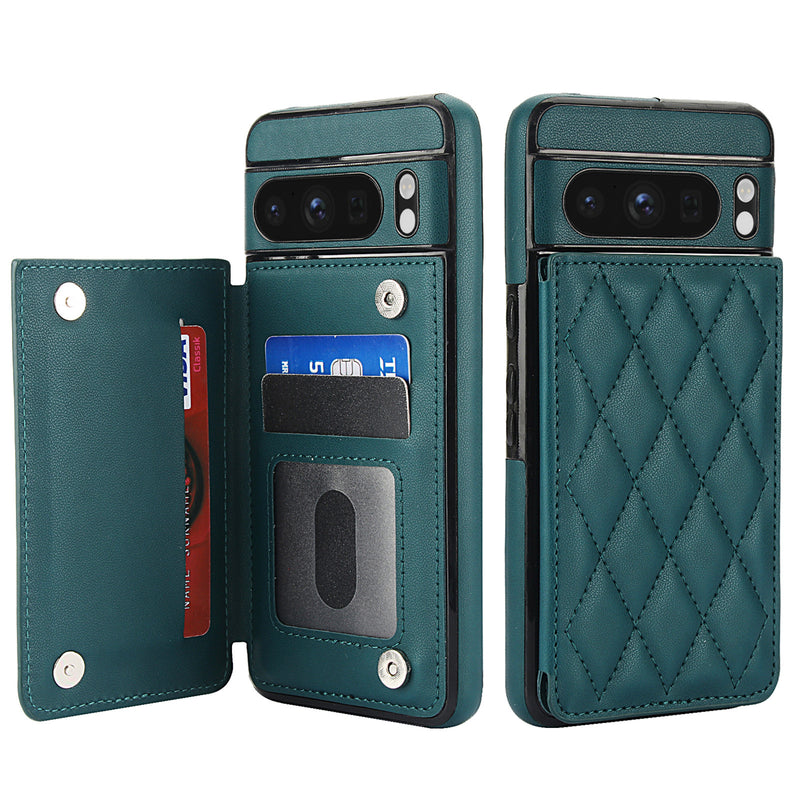 Load image into Gallery viewer, [With Card Slot] Google Pixel 9/Pro/XL - Argyle Pattern Leather Card Holder With Button Wallet Series Case
