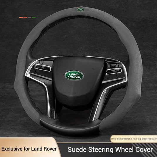 [38 CM] Land Rover Suede Car Steering Wheel Covers With Logo For Evoque, Discovery Sport, Defender, Velar - i-Station Mobile Phone & Electronic Device Repair and Accessories