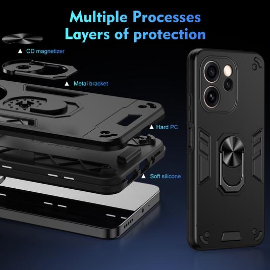 [Built-in Metal Ring Kickstand] OPPO A6 Pro 5G (CPH2781) - Shockproof Heavy Duty Case - i-Station Mobile Phone & Electronic Device Repair and Accessories