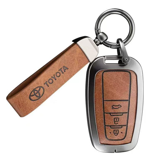 Toyota Zinc Alloy + PU Leather Car Key Fob Case Cover For Camry, RAV4, Highlander, Prado, Crown