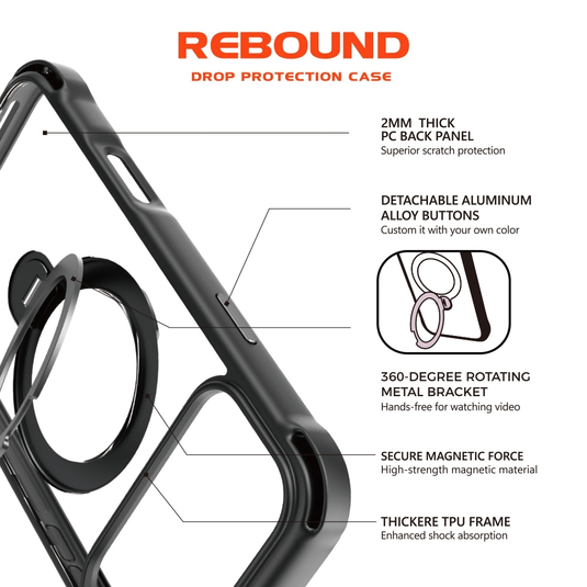 Apple iPhone 17 Pro Max / 18 Pro Max REDEFINE Rebound Drop Protection Case Cover With Magnetic Ring
