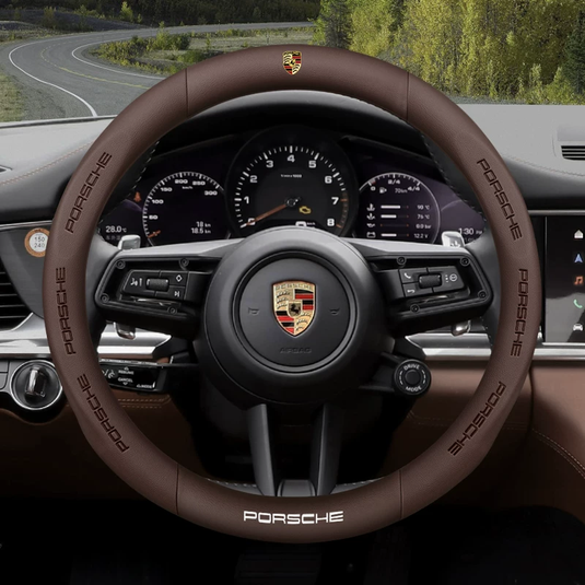 Porsche Luxury Nappa Leather Steering Wheel Cover with Embossed Texture, Sport-Inspired Design For Cayenne, Macan,  Panamera, 718, Taycan, 911 - i-Station Mobile Phone & Electronic Device Repair and Accessories
