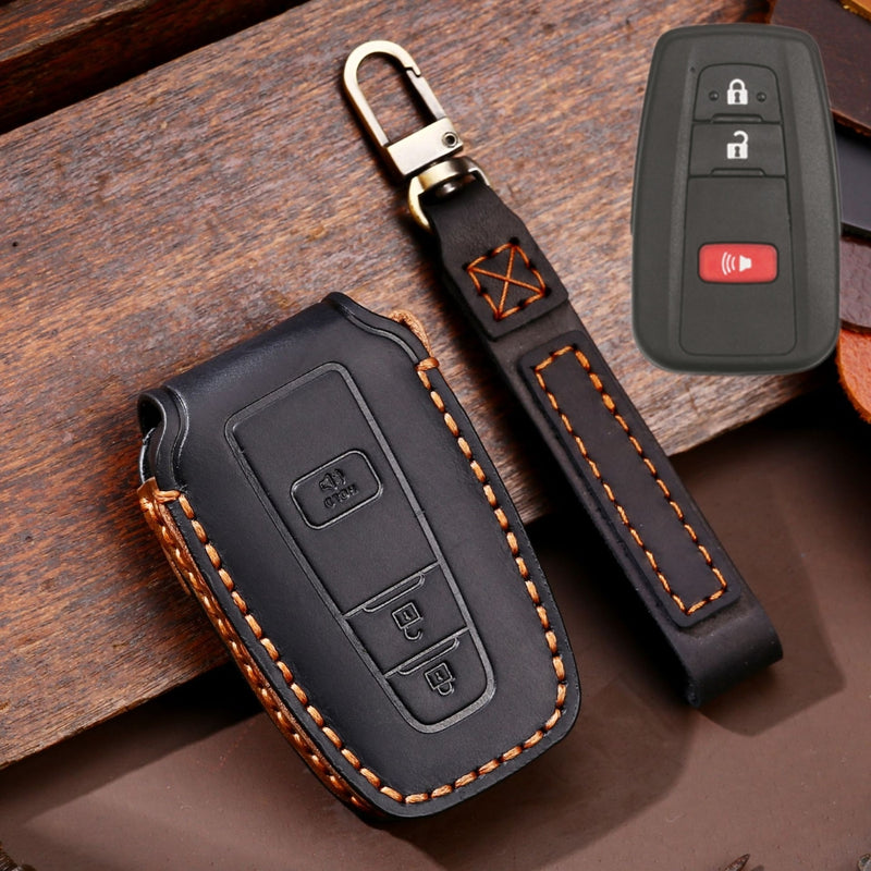 Load image into Gallery viewer, Toyota Handcrafted Genuine Leather Car Key Protective Case For Camry, C-HR, Corolla, RAV4, Avalon, Land Cruiser, Prado, Prius
