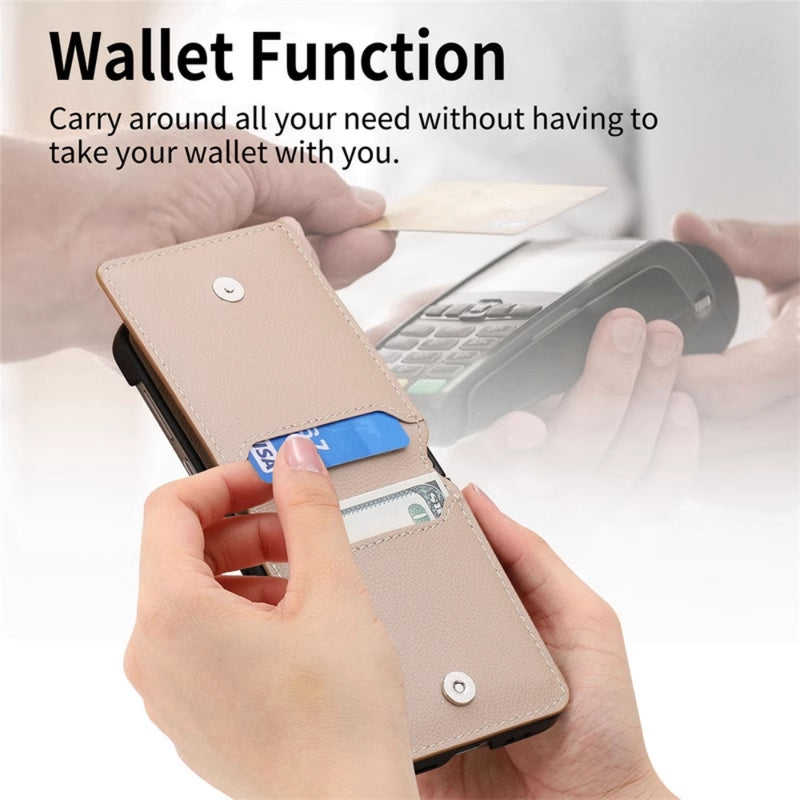 Load image into Gallery viewer, [With Card Slot] Motorola Razr 50/Ultra - Litchi Texture Leather Ring Wallet Phone Case
