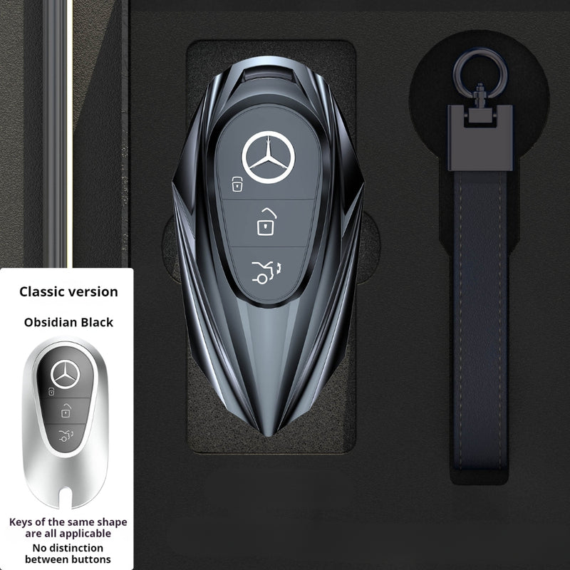 Load image into Gallery viewer, Mercedes Benz Mecha Style Zinc Alloy Key Case For Benz A, B, C, E, S, G-Class, GLA, GLB, GLC, GLE, GLS, CLA, CLS, EQC
