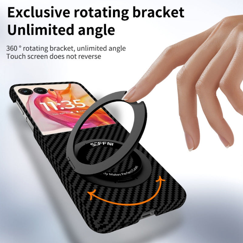 Load image into Gallery viewer, [360° Rotating Bracket] Motorola Razr 40/Ultra - Carbon Fiber Style MagSafe Magnetic Shockproof Protective Case
