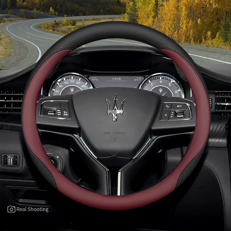 Load image into Gallery viewer, Maserati Premium Nappa Leather Breathable Ultra-Thin Non-Slip Steering Wheel Cover For Quattroporte, Ghibli, Levante - i-Station Mobile Phone &amp; Electronic Device Repair and Accessories
