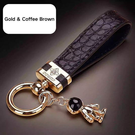 Premium Genuine Leather Keychain Pendant, Refined & Timeless Gift