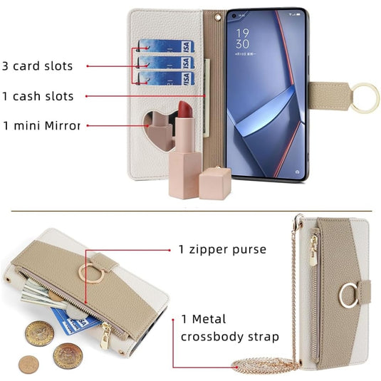 [With Shoulder Strap] OPPO Reno8 5G/Pro - PU leather Crossbody Wallet Style Shockproof Phone Case