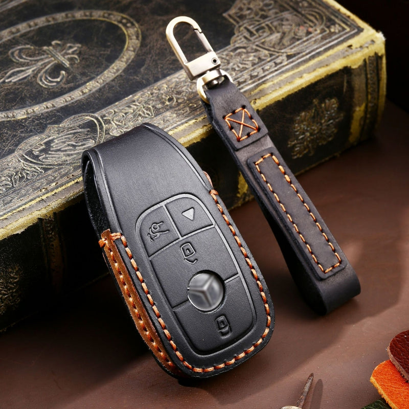 Load image into Gallery viewer, Mercedes Benz Handcrafted Genuine Leather Car Key Protective Case For Benz E-Class
