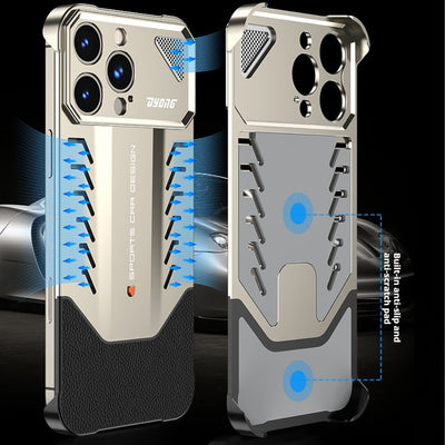 Apple iPhone 14/Pro/Max - Luxury Metal Leather Borderless Heat Dissipation Phone Case - i-Station Mobile Phone & Electronic Device Repair and Accessories
