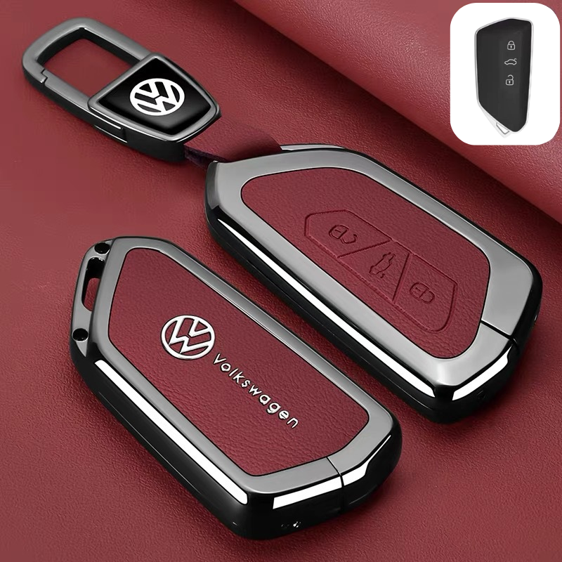 Load image into Gallery viewer, Volkswagen Premium Leather Protection Car Key Fob Case Cover For Lavida, Polo, Lamando L, Passat, ID.3, T-Cross, ID.4 X, Tiguan X
