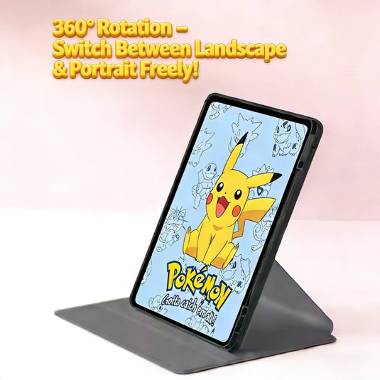 [Built-in Pen Slot] Apple iPad 7/8/9 10.2'' 7/8/9th Gen (2019/2020/2021) Pokémon Smart 360° Degree Rotate Stand Shockproof Flip Cover Case