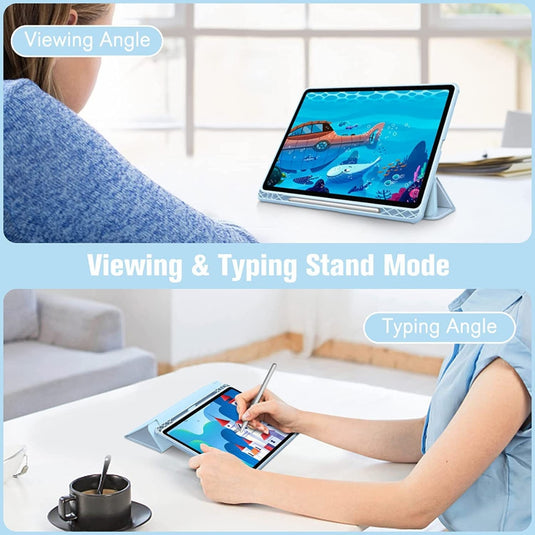 [With Pen Slot] Samsung Galaxy Tab S7 Plus/S7 FE/S8 Plus 12.4" - Transparent Acrylic Back Stand Tablet Case